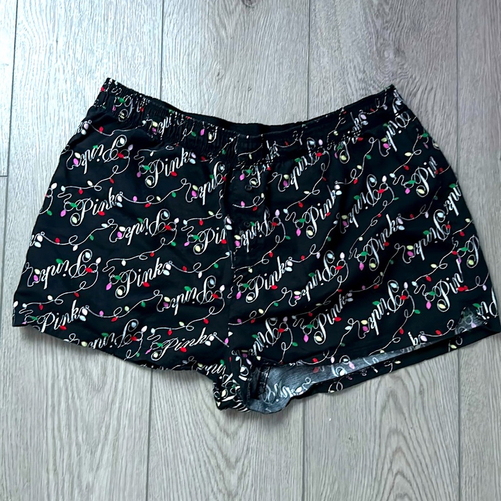 VS pink Christmas sleep shorts size L